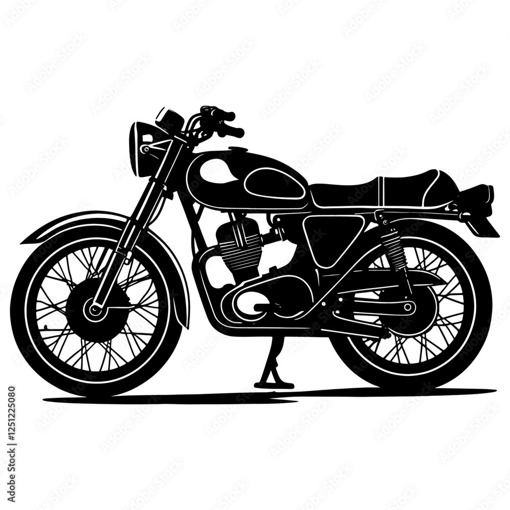 Fototapeta premium Bold Classic Motorcycle Silhouette in Bold Outline on White Background.a modern motorcycle silhouette illustration art.
