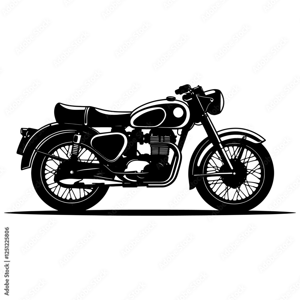 Fototapeta premium Bold Classic Motorcycle Silhouette in Bold Outline on White Background.a modern motorcycle silhouette illustration art.