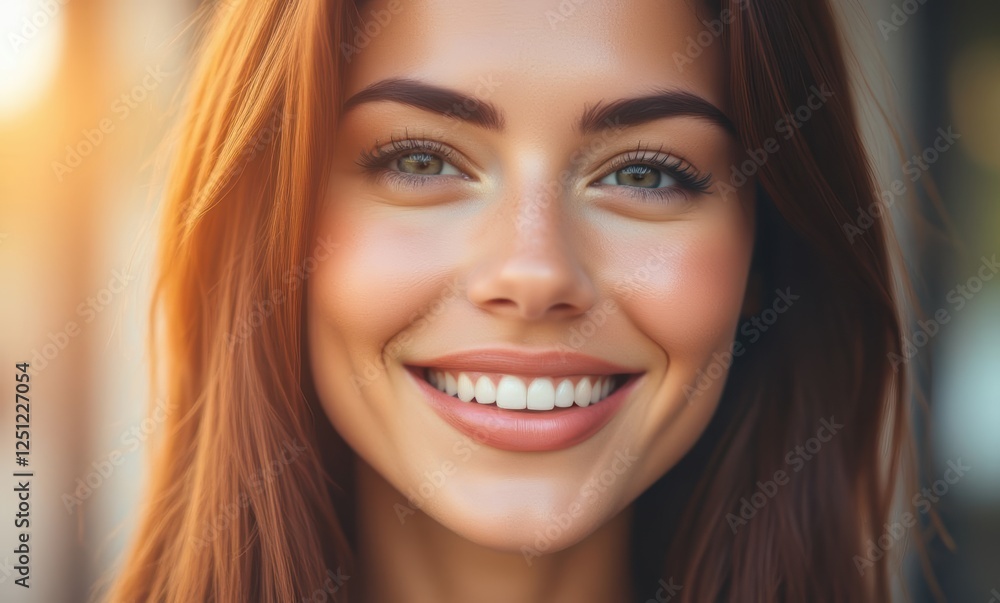 Smiling young woman with long brown hair. Smiling young woman with long brown hair.