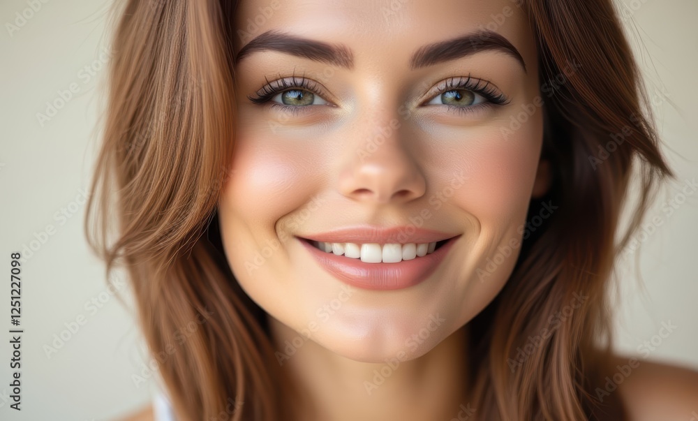 Smiling young woman with long brown hair Smiling young woman with long brown hair