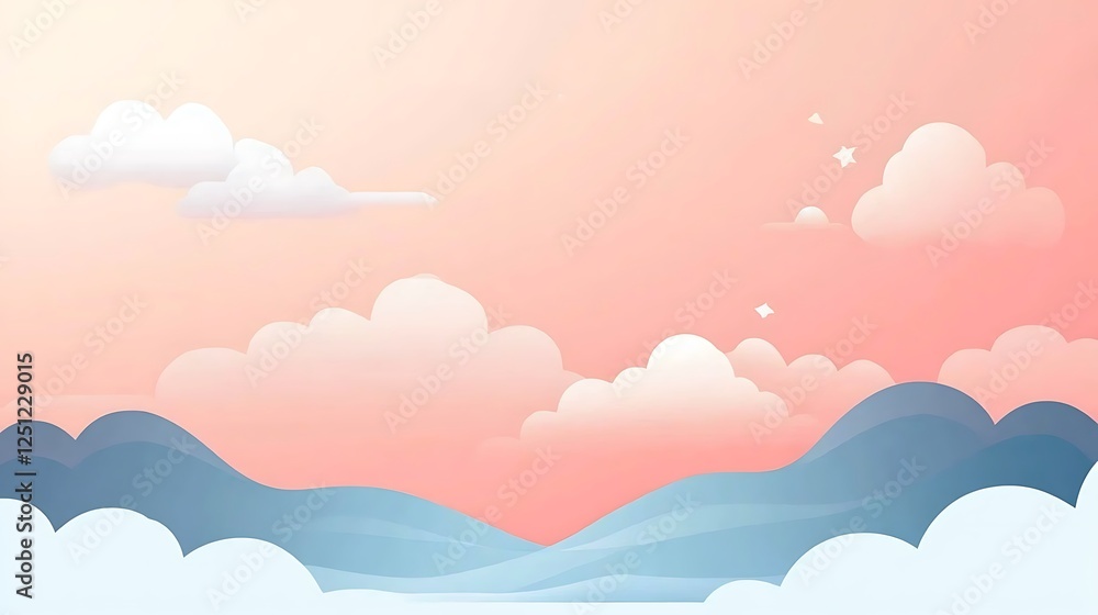 Pastel Sky Mountains Cloudscape Dreamy Artwork Pastel Sky Mountains Cloudscape Dreamy Artwork