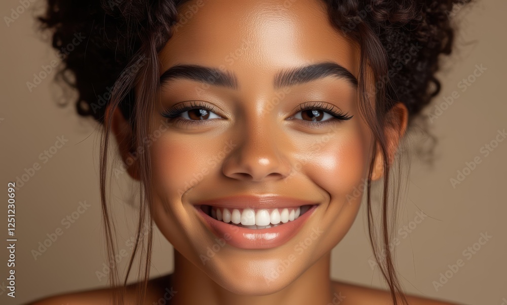 Beautiful smiling woman with curly hair Beautiful smiling woman with curly hair