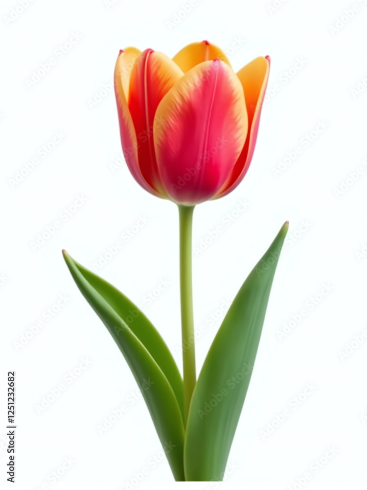 A Single Tulip Blooms In Isolation Against A Crisp White Background With No Other Flowers To Distract From Its Beauty. 00002 A Single Tulip Blooms In Isolation Against A Crisp White Background With No Other Flowers To Distract From Its Beauty. 00002