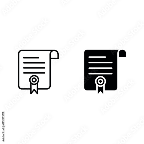 Diploma icon set color editable on white background