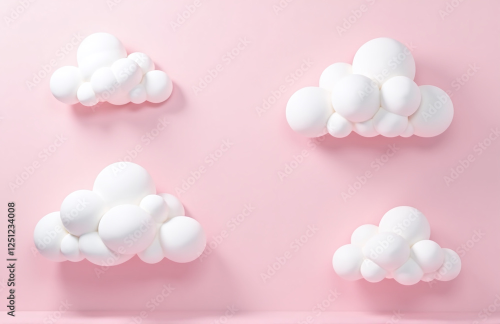 A Soft Pink Background With Fluffy White Clouds Floating Gently Across A Serene Pastel Colored Sky. 00001 A Soft Pink Background With Fluffy White Clouds Floating Gently Across A Serene Pastel Colored Sky. 00001