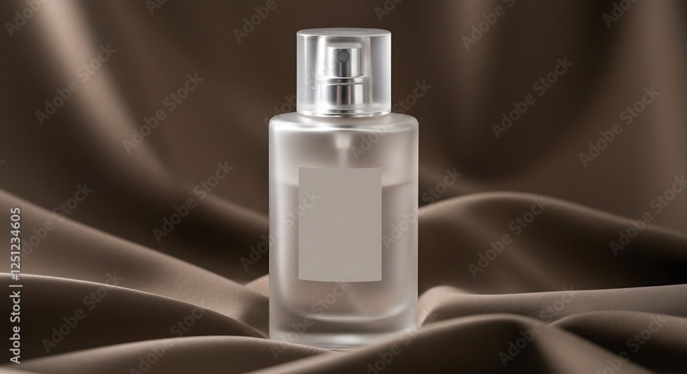 Perfume Bottle on Elegant Silk Fabric Background for Product Mockup Perfume Bottle on Elegant Silk Fabric Background for Product Mockup