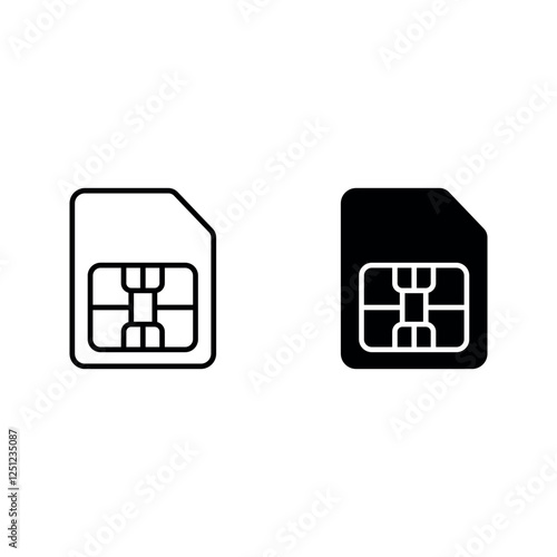 sim card icon set color editable on white background 