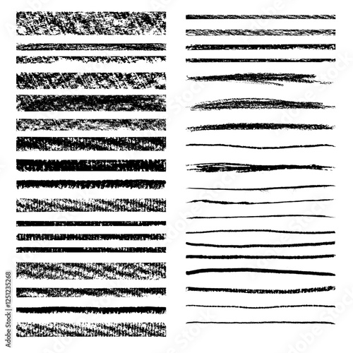 Vector set of grunge brush strokes. Trendy brush stroke for black ink paint, grunge backdrop, dirt banner, watercolor design and dirty texture