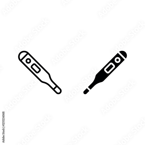 Thermometer icon set color editable on white background