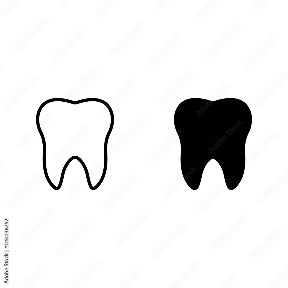 tooth icon set color editable on white background tooth icon set color editable on white background