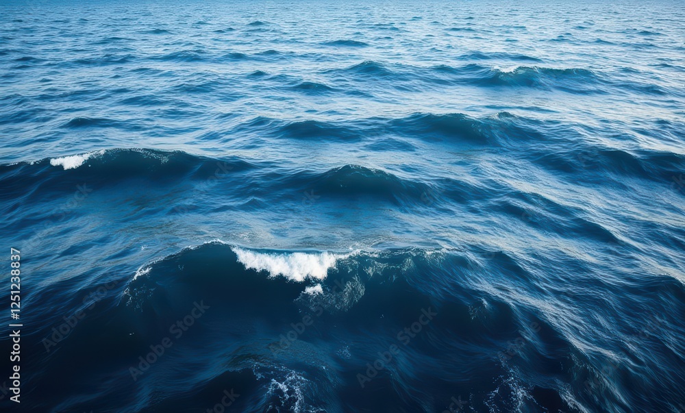 Vibrant blue ocean waves gently cresting Vibrant blue ocean waves gently cresting