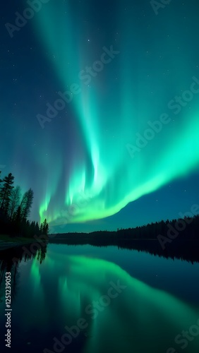 Stunning Aurora Borealis Reflection on Calm Lake