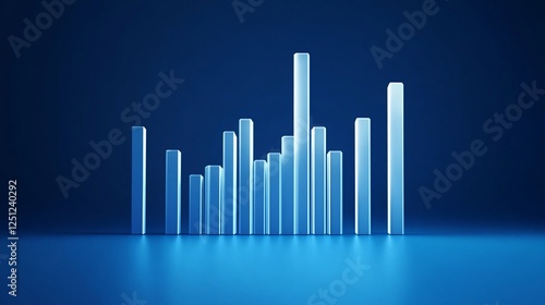 Abstract Blue Bar Chart: Data Visualization in 3D