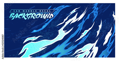 blue flame fire volcano burn Asia Japan illustration anime style banner sporty background decal wrap livery	