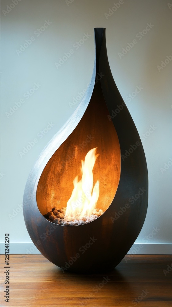 Modern Open Flame Fireplace Interior Design Element Contemporary Home Decor Appliance Flame Effect Modern Open Flame Fireplace Interior Design Element Contemporary Home Decor Appliance Flame Effect
