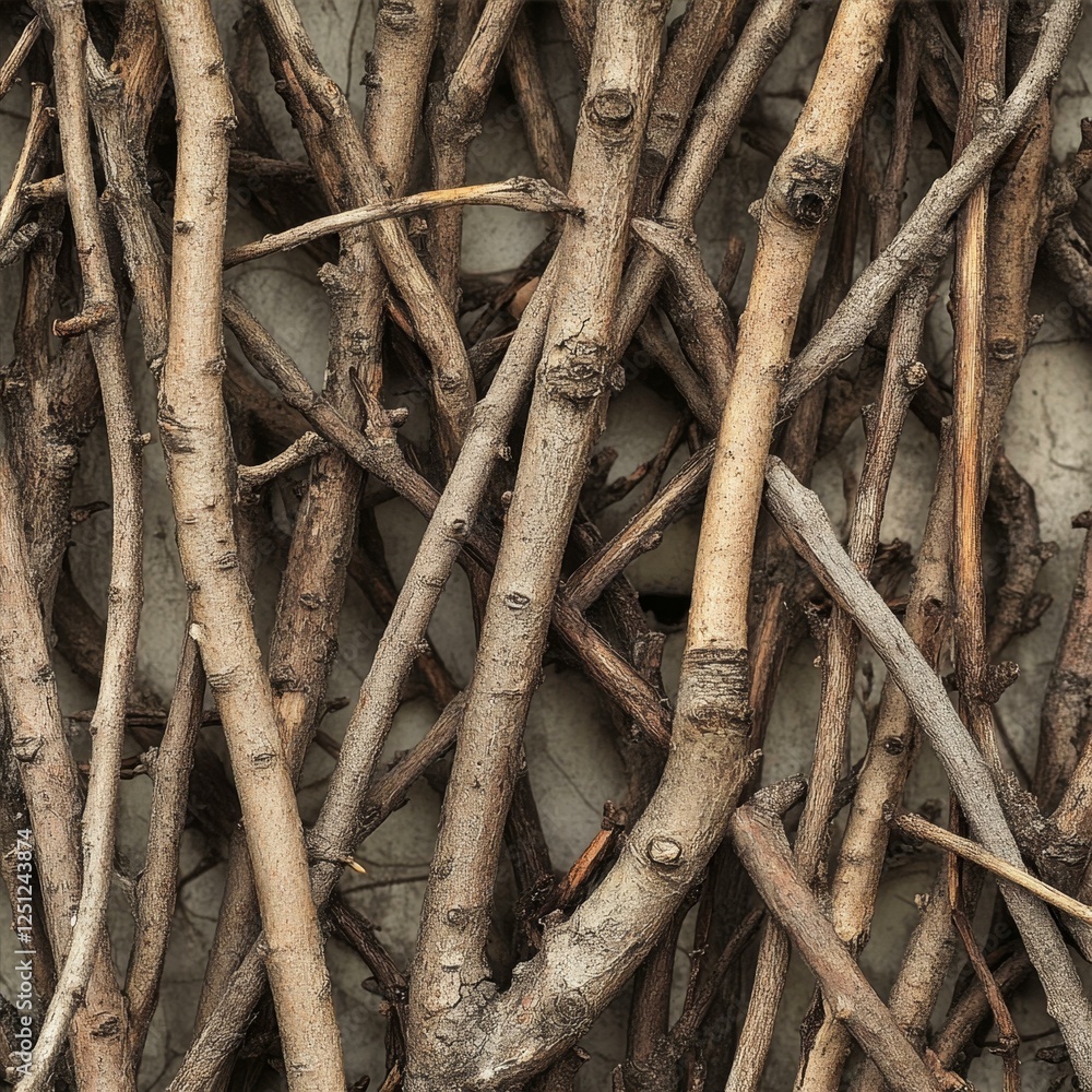 Tangle of Branches Against a Pale Concrete Wall An Abstract Nature Study in Autumnal Browns Tangle of Branches Against a Pale Concrete Wall An Abstract Nature Study in Autumnal Browns