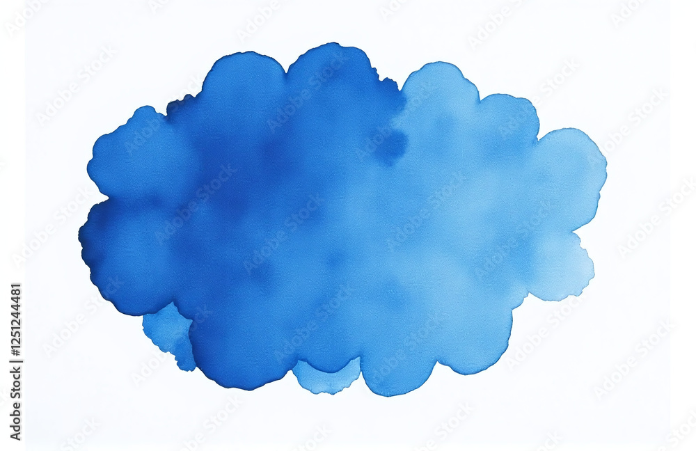 Blue Watercolor Ink Spot Picture Isolated On A Clean White Background In An Abstract Style. 00001 Blue Watercolor Ink Spot Picture Isolated On A Clean White Background In An Abstract Style. 00001