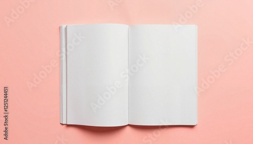 Open softcover magazine on pastel surface, tranquil design concept