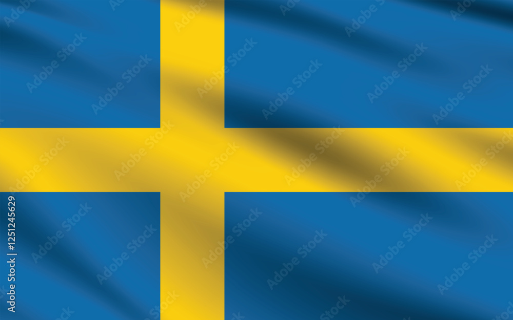 Obraz premium Sweden flag official colors and proportion digital vector illustration. Pleated flag.