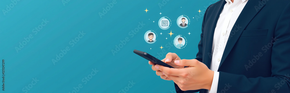 Businessman Holds Smartphone Displaying A Successful Payment Message With Icons Representing Online Transactions And Financial Technology. 00002 Businessman Holds Smartphone Displaying A Successful Payment Message With Icons Representing Online Transactions And Financial Technology. 00002