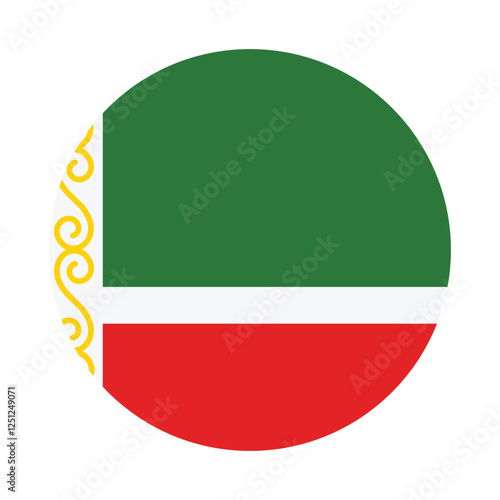 Flag of Chechnya. Chechnya circle flag logo icon computer vector illustration design