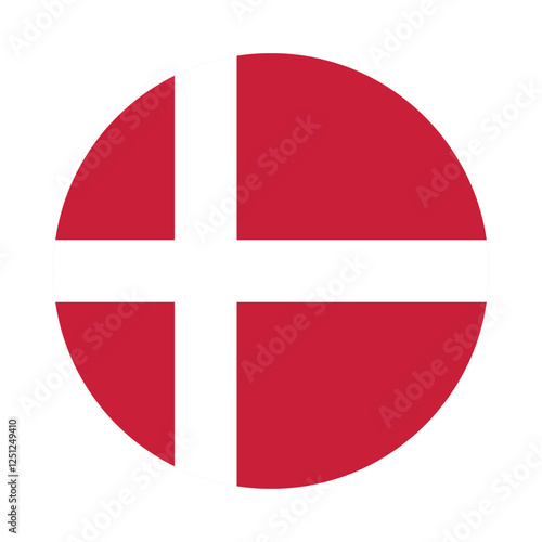 Flag of Denmark. Denmark circle flag logo icon computer vector illustration design