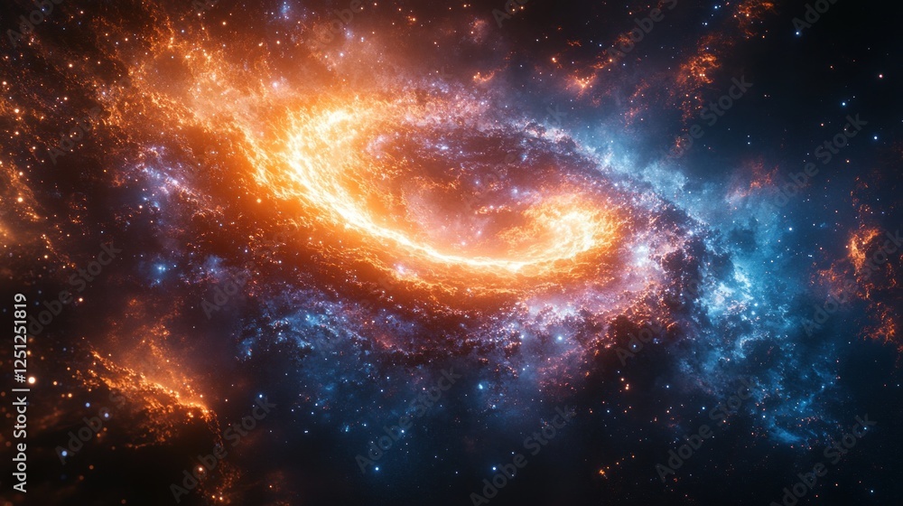 Fototapeta premium Cosmic Swirling Colors Blue Orange Black Hole Space Universe Galaxy Nebula Astronomical Exploration