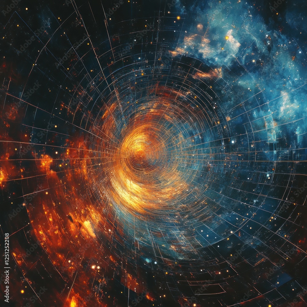 Obraz premium Cosmic portal swirling nebula; digital art background