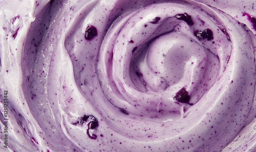 Obraz premium Blueberry yogurt texture closeup with berry jam