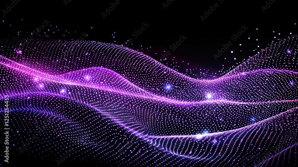 Abstract Glowing Dotted Wave Pattern Background