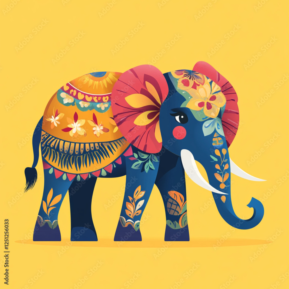 Obraz premium decorated elephant in India at Holi