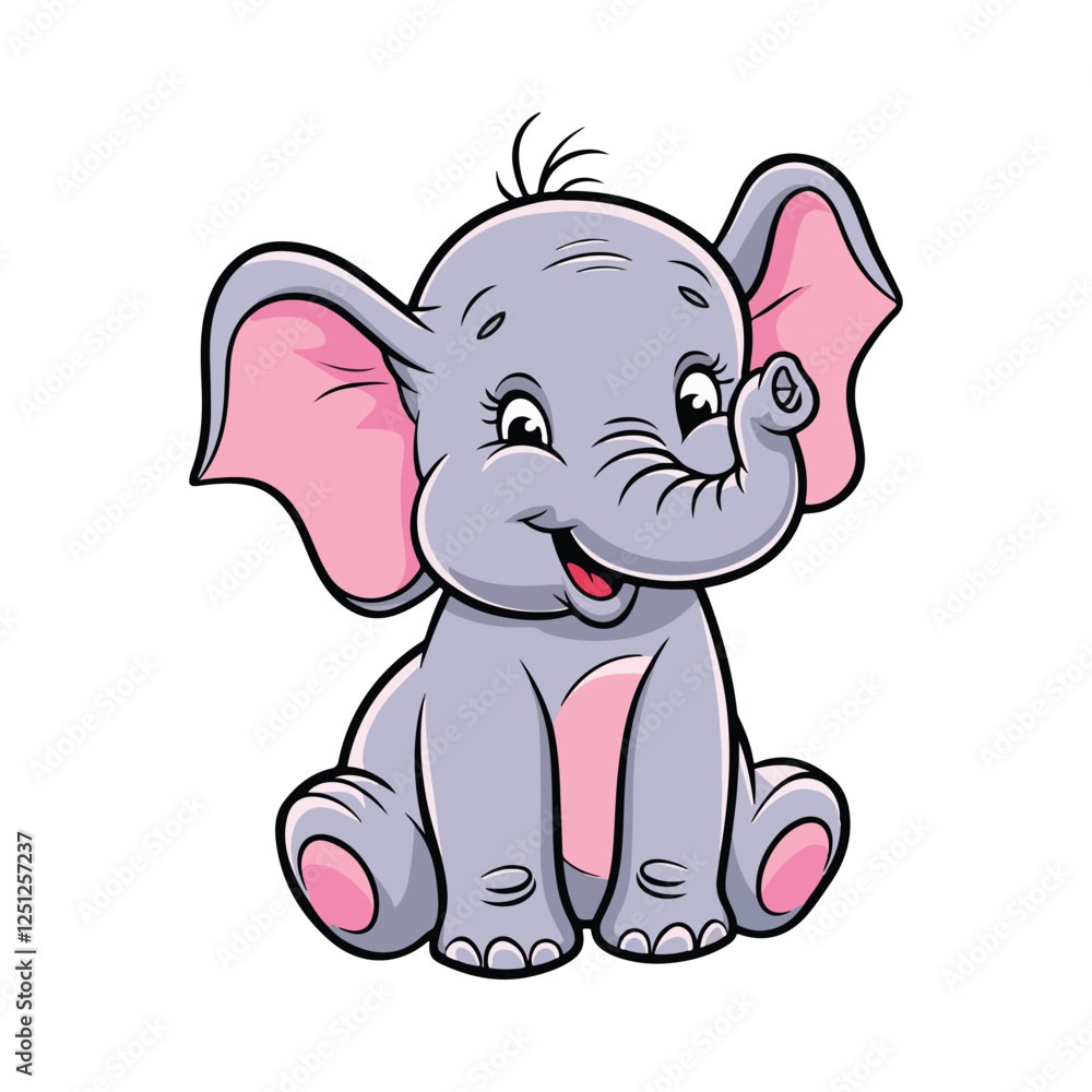Fototapeta premium Cute carton funny baby elephant