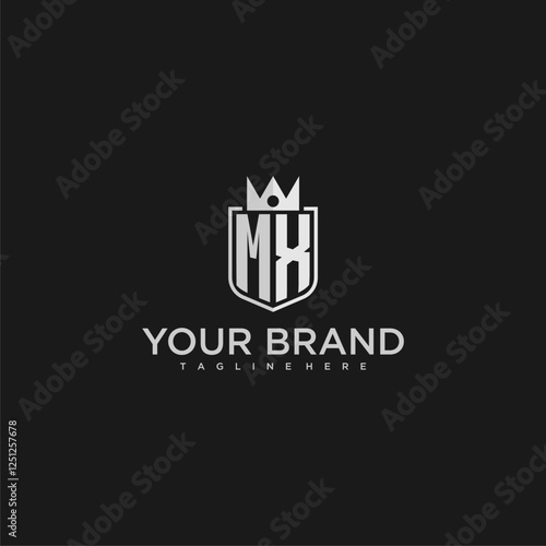 MX initial monogram shield and crown vector image photo