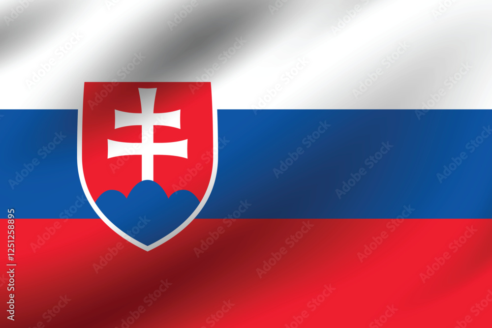 Fototapeta premium Slovakia flag official colors and proportion digital vector illustration. Pleated flag.