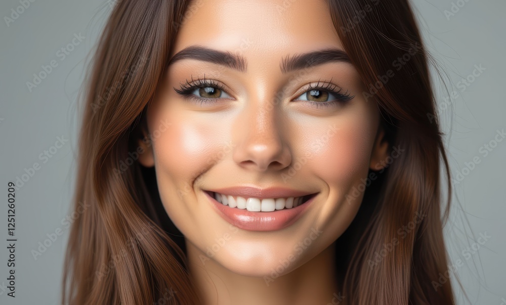 Smiling female with long brown hair Smiling female with long brown hair