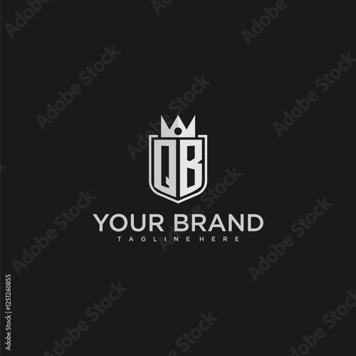 QB initial monogram shield and crown vector image