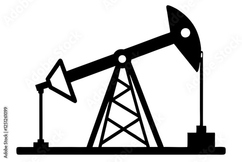 Oil pump jack Silhouette Vector art, Pump jack black Clip art, petrol pumpjack flat vector icon 