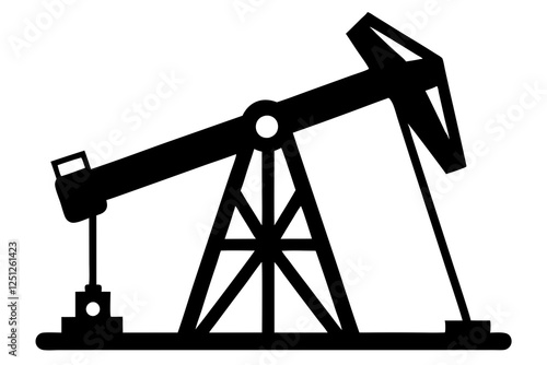 Oil pump jack Silhouette Vector art, Pump jack black Clip art, petrol pumpjack flat vector icon 