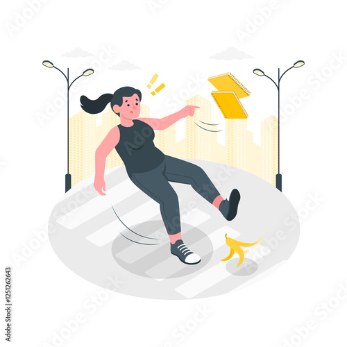 Slipping with a banana Flat Illustrations