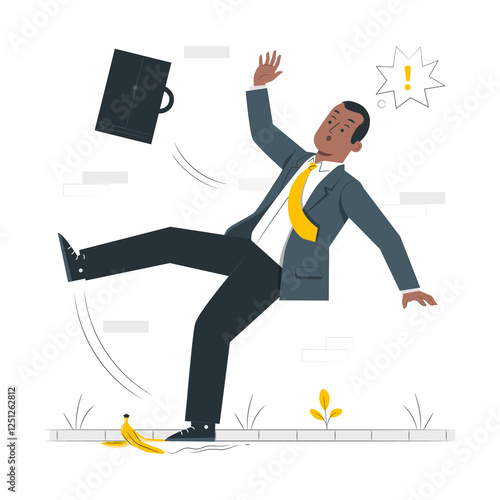 Slipping with a banana Flat Illustrations