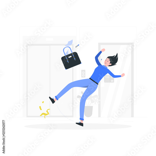 Slipping with a banana Flat Illustrations