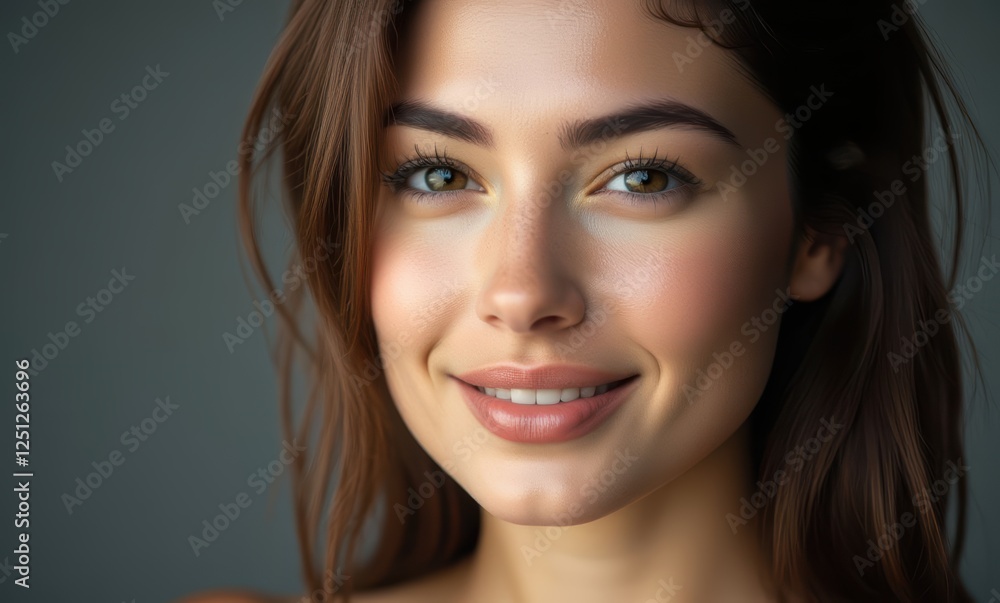 Smiling young woman with long brunette hair Smiling young woman with long brunette hair