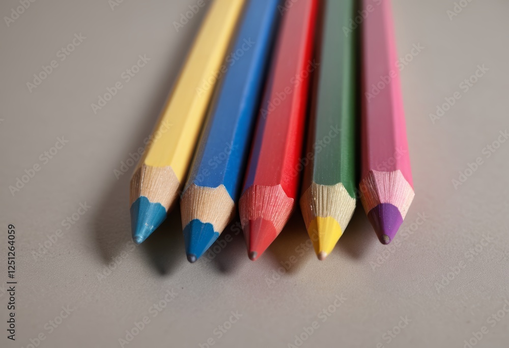 Close-up of a multicolored pencil on a table