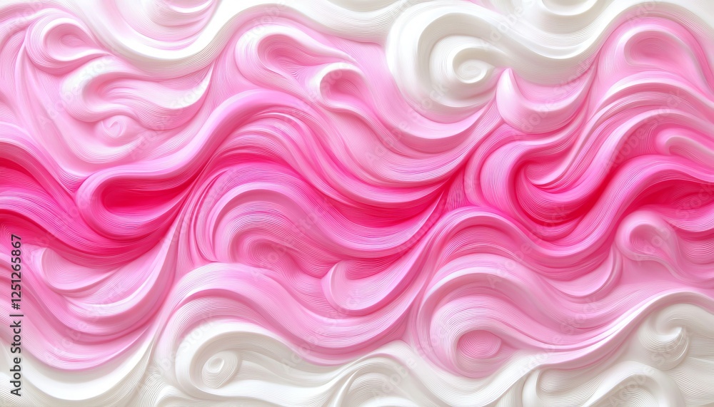Obraz premium Seamless Light Red And Pastel Pink 3D Gradient Background, Delicate And Gentle Swirling Wave Pattern