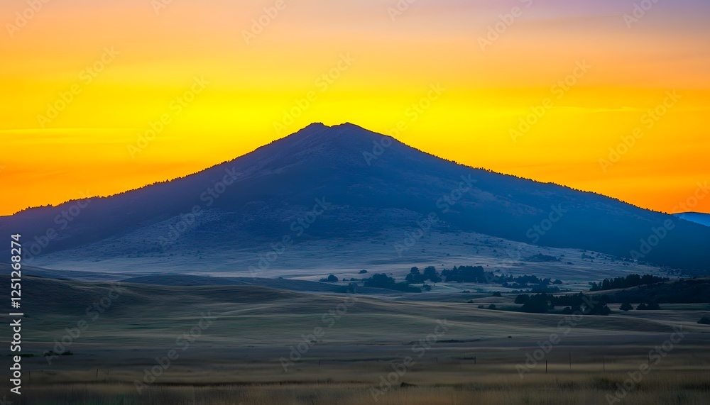 Majestic Mountain Silhouette at Sunrise Golden Sky Majestic Mountain Silhouette at Sunrise Golden Sky
