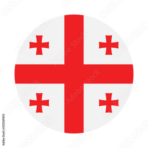 Flag of Georgia. Georgia circle flag logo icon computer vector illustration design