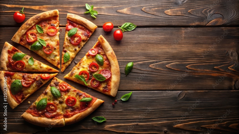 custom made wallpaper toronto digitalSpicy pizza slices on dark wooden table , slices, spice, slices, spice, culinary art, snack,spices, dinner, flavorful
