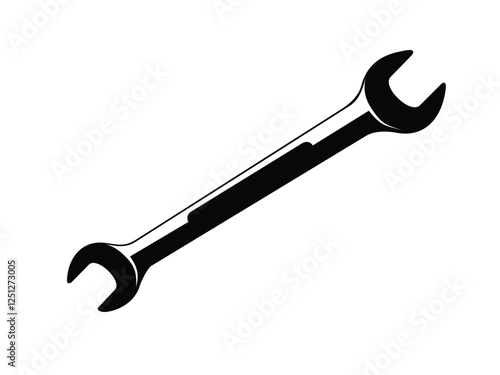 Black and white combination wrenches illustration for tools and mechanic branding