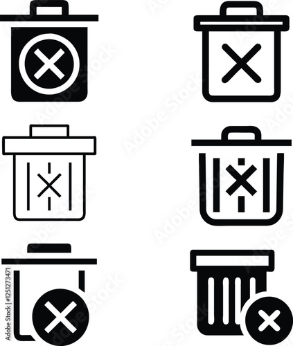 Minimal Delete Icon. Trash Bin Symbol Vector.