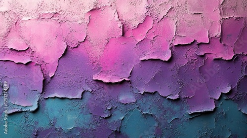 Colorful purple, pink, and green urban wall texture offers a bold, acid-inspired backdrop for creative designs.